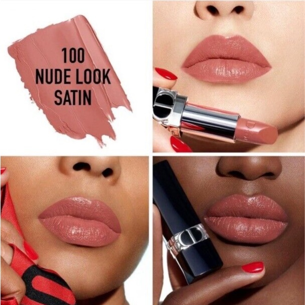 Dior Rouge Lipstick in 100 Nude Look Satin Balm Unboxed